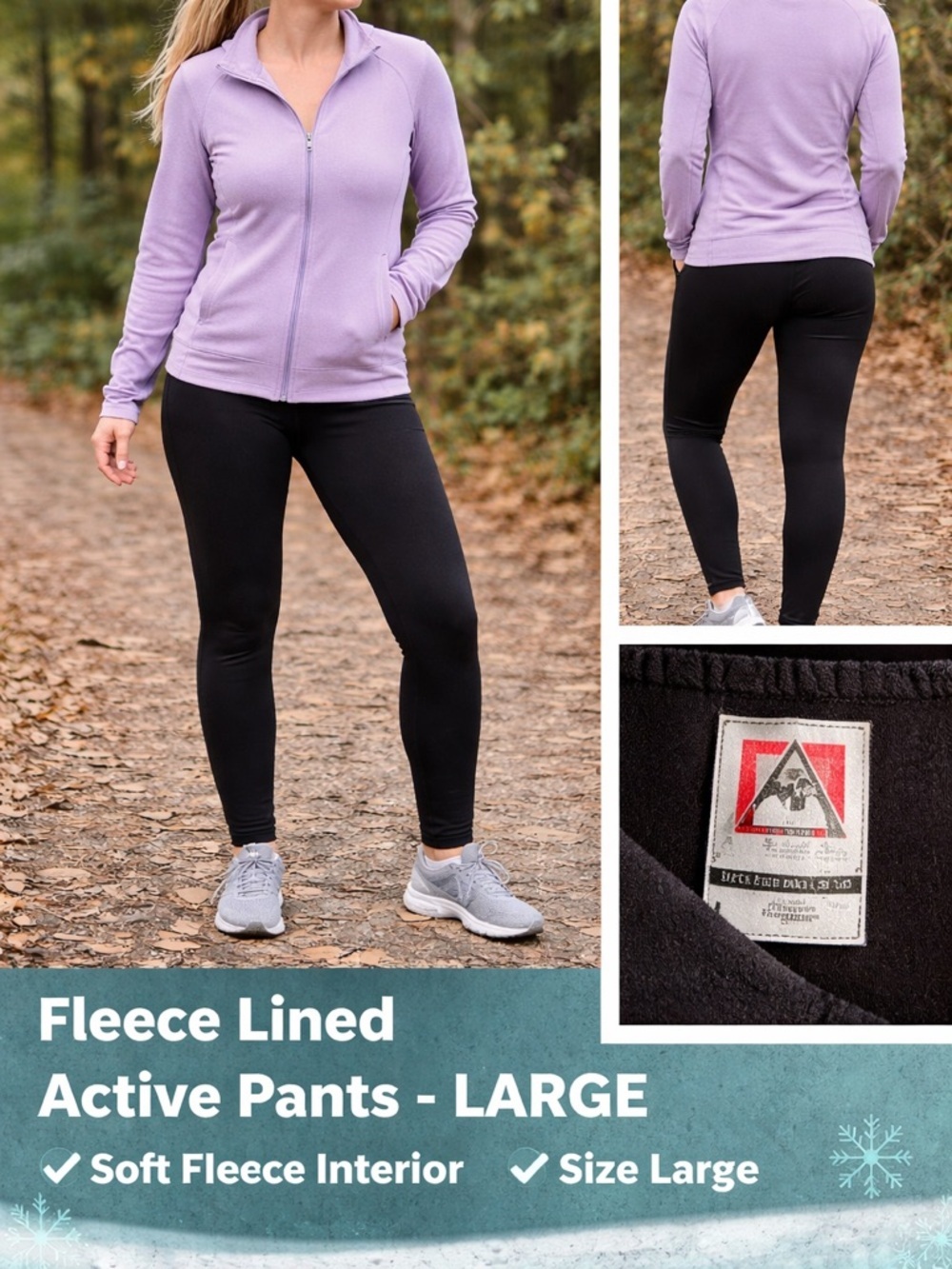 Avalanche Black Fleece-Lined Active Leggings